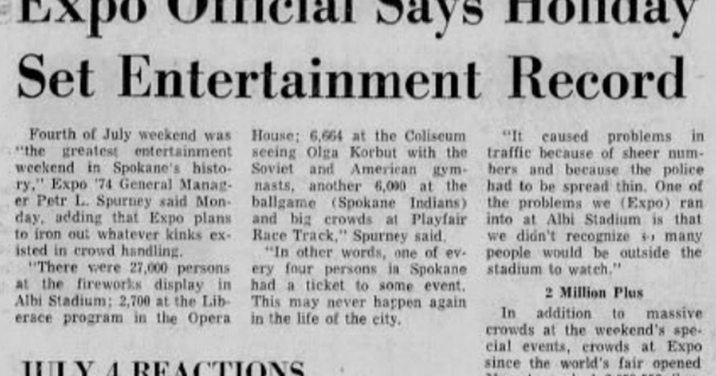 50 years ago in Expo history: Was the greatest entertainment weekend in Spokane history already behind it? The fair's director believed it could be