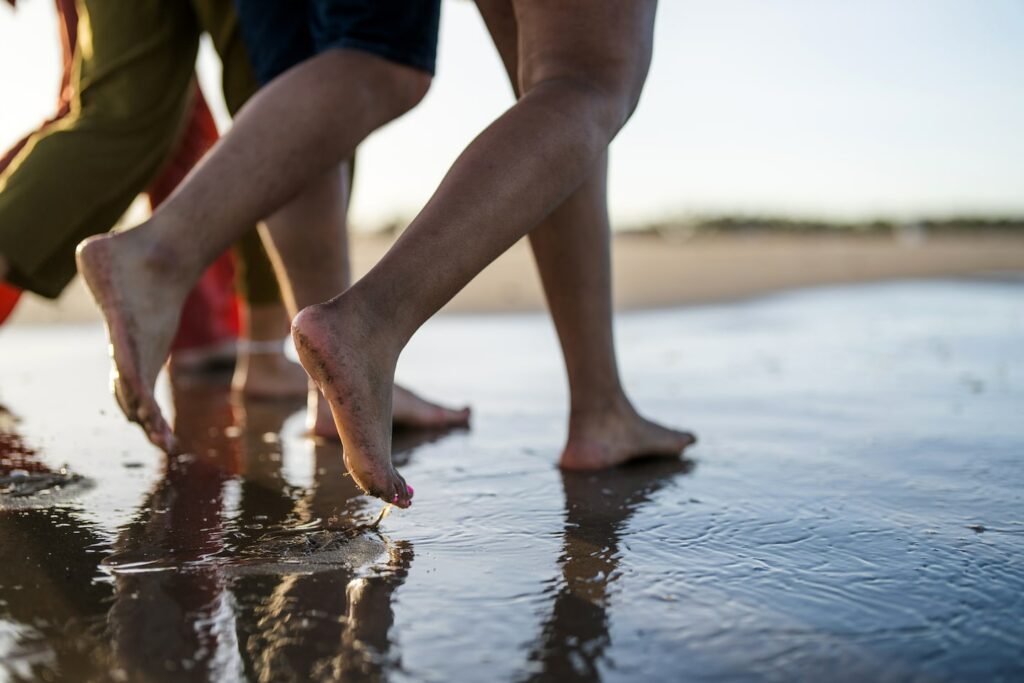 A walk on the beach after a pedicure could expose you to infections