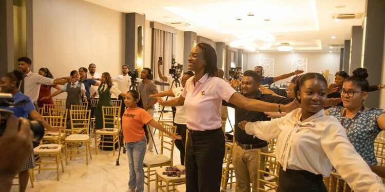 Getting some exercise in at the event (Ministry of Health photo)