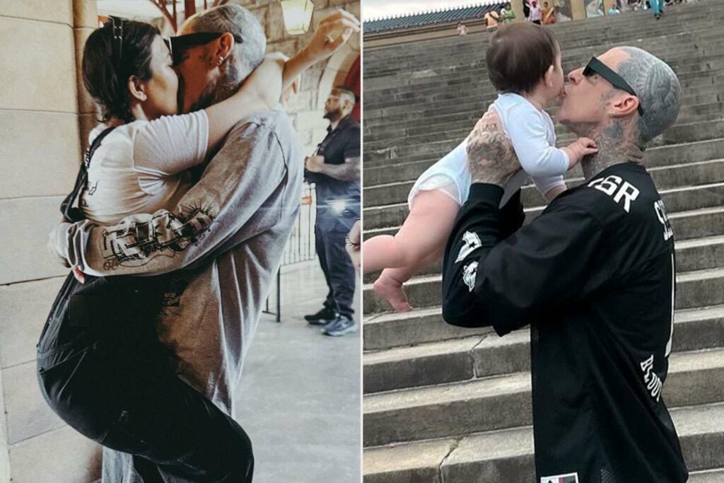 Kourtney Kardashian Shares Cute Photo of Husband Travis Barker Kissing Son Rocky