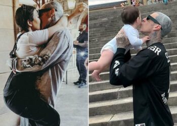 Kourtney Kardashian Shares Cute Photo of Husband Travis Barker Kissing Son Rocky