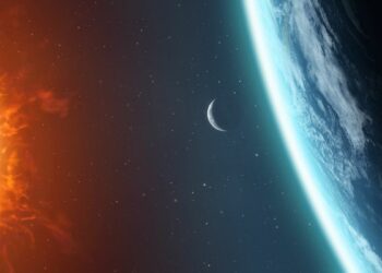 an artist's rendering of the moon in between the Earth and Sun